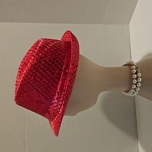 Beloved Millinery Panama Classic Vintage Style Red Sequin Adjustable Fedora Hat